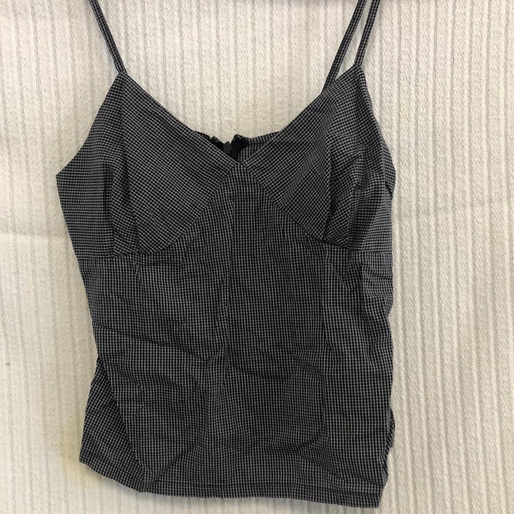 Back and white plaid / picnic print tank top